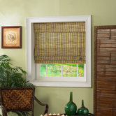 Roman Shade with Valance in Burnt Bamboo