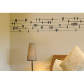 Spot Birds on a Wire Wall Decal in Warm Grey