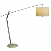 Chelsea Two Light Arc Lamp with Lattice Cream Linen Shade in Polished Chrome