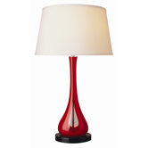 Kai One Light Table Lamp in Ebony Lacquer and Clear Crimson