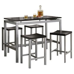 Freedom 5 Piece Counter Height Dining Set in Black