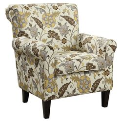 Floral Armchair in Beige & Yellow