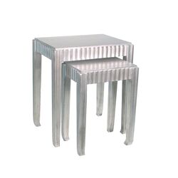 2 Piece Metallic Nesting Table Set in Silver