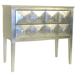 Modern Reflective 3 Drawer Chest in Silver Leaf