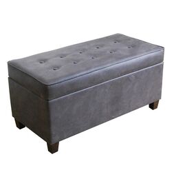Microsuede Storage Bench in Lush Slate