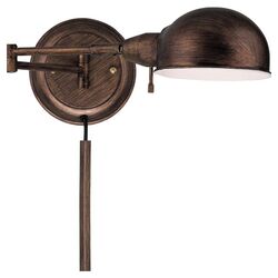 Swing Arm 1 Light Wall Sconce in Aged Copper