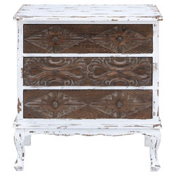 3 Drawer Chest in Brown & White