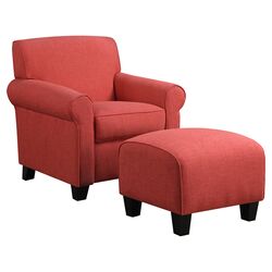 Winnetka Arm Chair & Ottoman Set in Sunrise Red