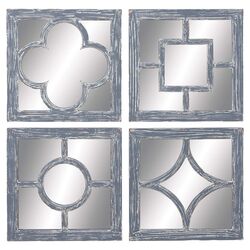 4 Piece Wall Mirror Set in Grey
