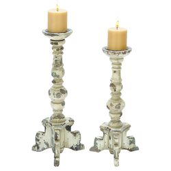 2 Piece Candle Holder Set in Ivory