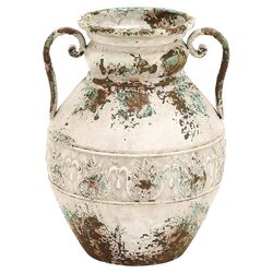 Handle Vase in Ivory & Brown