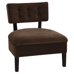 Curves Velvet Button Chair in Chocolate