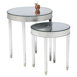2 Piece Mirror Nesting Table Set in Silver Leaf
