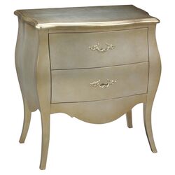 Rococco 2 Drawer Chest in Silver Leaf & Gold
