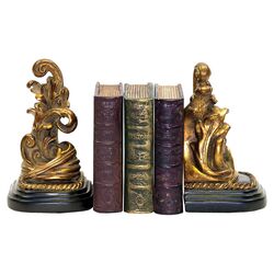 Tuscan Scroll 2 Piece Bookend Set in Antique Gold