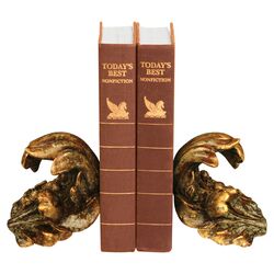 Turning Leaf 2 Piece Bookend Set in Antique Gold