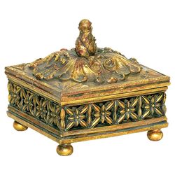 Fretwork Trinket Box in Antique Gold