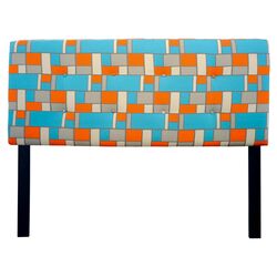 Hopscotch Upholstered Headboard in Blue & Orange