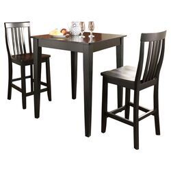 3 Piece Pub Dining Set with Tapered Leg in Black