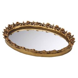 Antique Oval Mirror Tray in Gold
