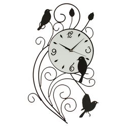 Bird Pendulum Metal Clock in Matte Black