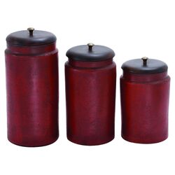 3 Piece Teracotta Jar Set in Rusty Red