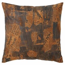 Newspaper Leather Pillow in Brown