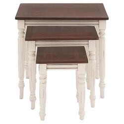 3 Piece Nesting Table Set in Brown & Ivory