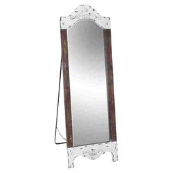 Standing Floor Mirror in Brown & White