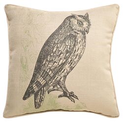 Owl Etching Pillow in Beige