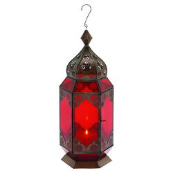 Traditional Metal Lantern in Red