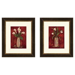 2 Piece Floral Red Hot Callas Framed Art Set
