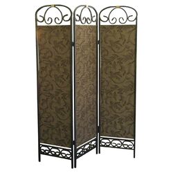 Liara 3 Panel Room Divider in Antiqued Green