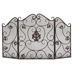 Metal 3 Panel Fireplace Screen in Deep Bronze Metal 3 Panel Fireplace Screen in Deep Bronze