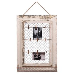 Wood Frame Clothes Pin Picture Frame in Cream