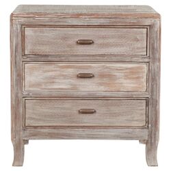 Amelie 3 Drawer Nightstand in Antique Grey White