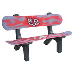 Snow Board Recycled Plastic Garden Bench in Red