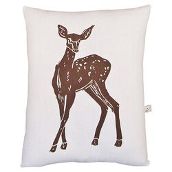 Deer Block Print Squillow Reversible Accent Pillow in White & Brown