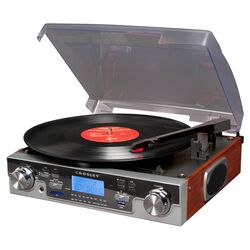 Tech Turntable with LCD Display in Mahogany