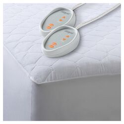 Cotton Blend Heated Twin Mattress Pad in White