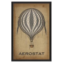 Aerostat Gray Hot Air Balloon Framed Wall Art