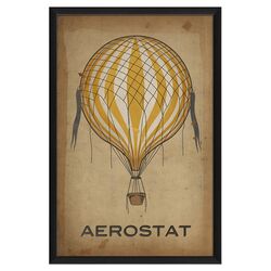 Aerostat Yellow Hot Air Balloon Framed Wall Art