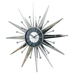Starburst Wall Clock in Silver and Black