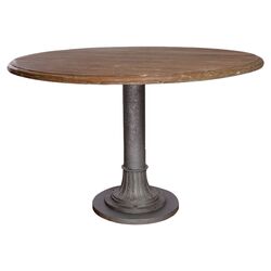 Iron & Teak Dining Table in Distressed Natural