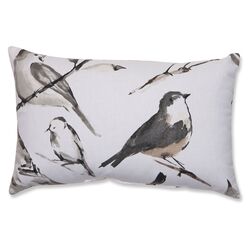 Bird Watcher Cotton Throw Pillow in Taupe