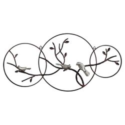 Birds on Branch Wall Décor in Rust Silver