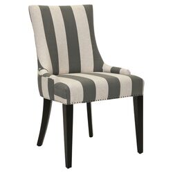 Becca Stripe Side Chair in Grey & White