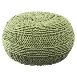 Cable Knit Pouf Ottoman in Lime