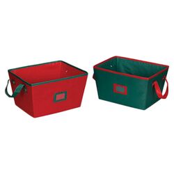 Holiday Storage Bins in Red & Green (Set of 2)