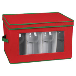 Holiday Stemware Chest & Balloon Storage in Red & Green